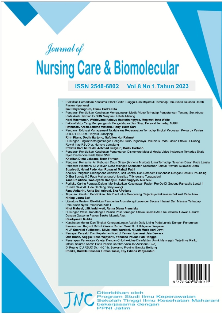 					View Vol. 8 No. 1 (2023): Journal oif Nursing Care and Biomolecular
				